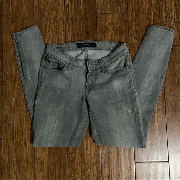 Jessica Simpson LR Zip Ankle Skinny Gray Jeans - Picture 2 of 8